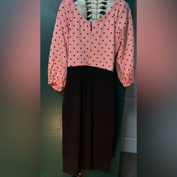 Vixen Polka Dot Pink and Black Swing Dress - Picture 2 of 2
